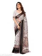 Printed Dola Silk Sequence Boarder Warli Art Saree for Women 