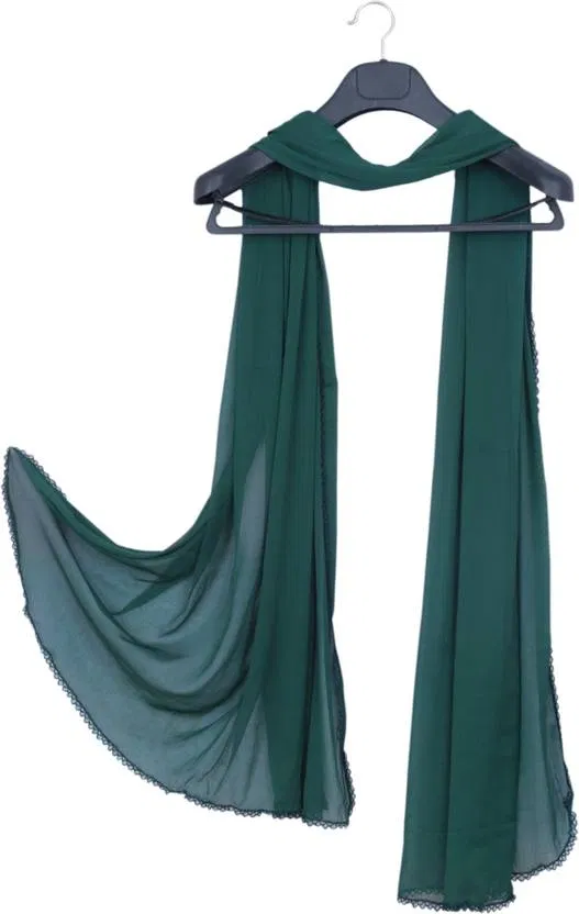 Chiffon Solid Dupatta for Women (Teal)