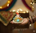 Metal Decoretive Pooja Thali, Multicolour Pack of 1