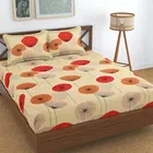 Glace Cotton Printed Fitted Double Bedsheet with Two Pillow Covers 