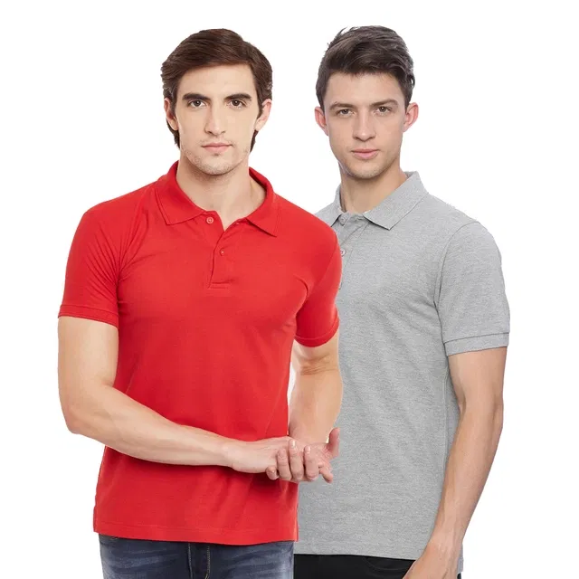 Polo T-shirts for Men, Pack of 2 (Multicolor, M)