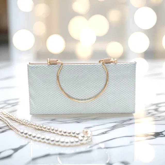 Textured Clutches for Women (Silver)