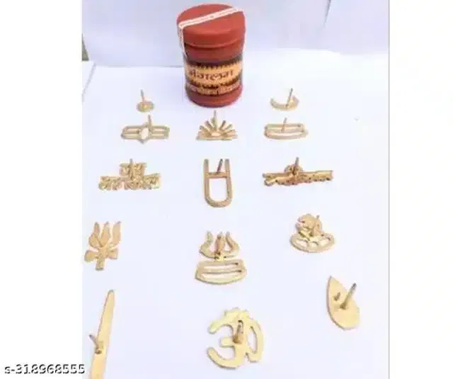 Brass 14 Pcs Tilak Stamp with Chandan (Multicolor, Set of 2)