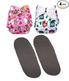 Reusable Printed Baby Cloth Diapers with Inserts (Multicolor, Set of 2)