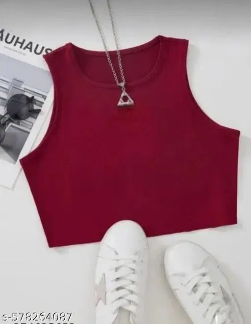 Hosiery Cotton Solid Top for Girls, Maroon (7-8 Years)