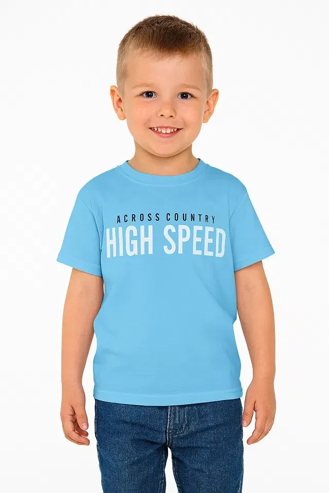 Round Neck Printed T-Shirt for Boys (Blue, 4-6 Years)