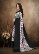 Art Silk Printed Saree for Women, Black 