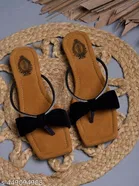 Shoetopia Black Embellished Flat Sandals 