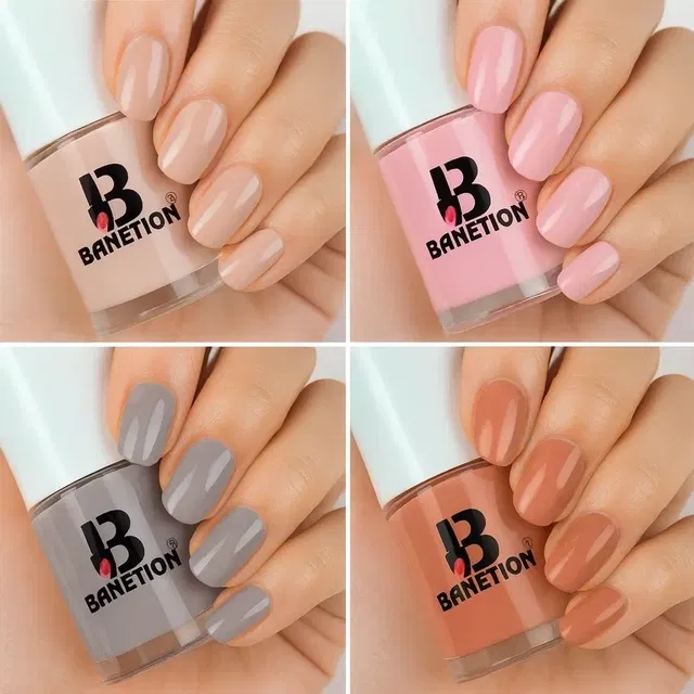 Banetion Long Lasting Nail Polish, 6ml, Pack of 4