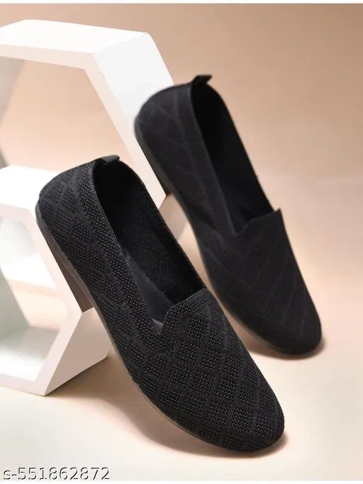 Shoetopia Solid Mesh Ballerinas (Black, 8-8.5 Years)