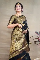 Silk Woven Design Saree for Women, Black 
