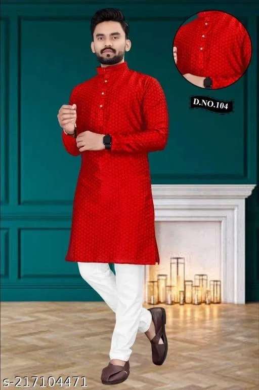 Kurta for Men (Red, L)