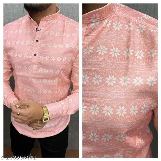 Short Kurta for Men (Pink, M)