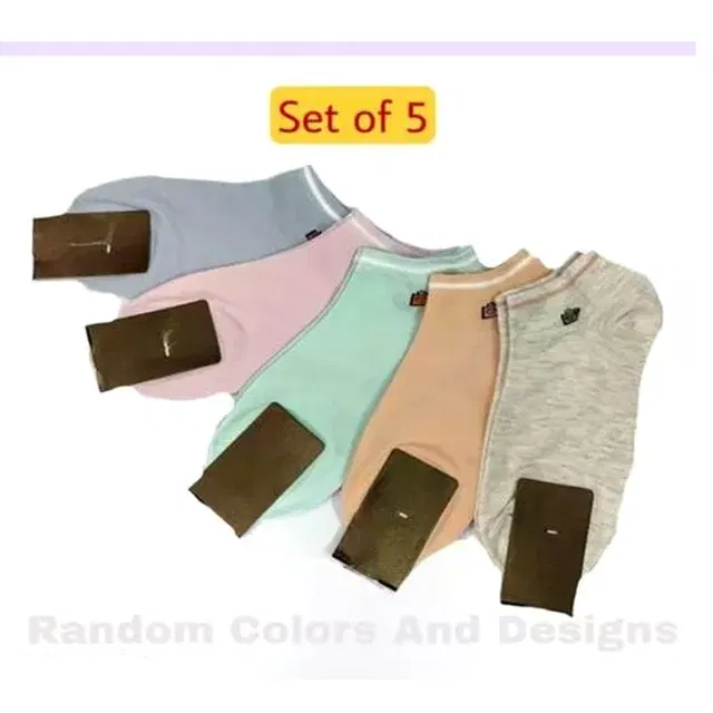 Cotton Ankle Length Socks for Women (Multicolor, Free Size) (Pack of 6)