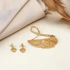 Gold Plated Necklace with Earrings Set for Women (Gold, Set of 1)