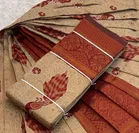 Litchi Silk Zari Embroidered Saree for Women, Cream & Red 