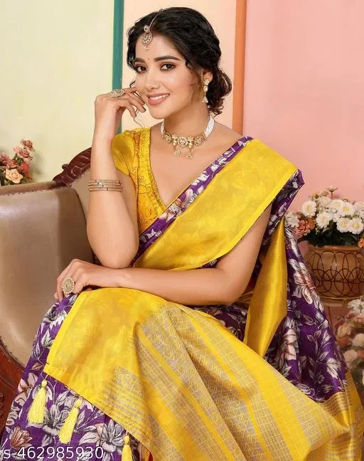 Art Silk Printed Saree for Women, Multicolor (6.3 m)