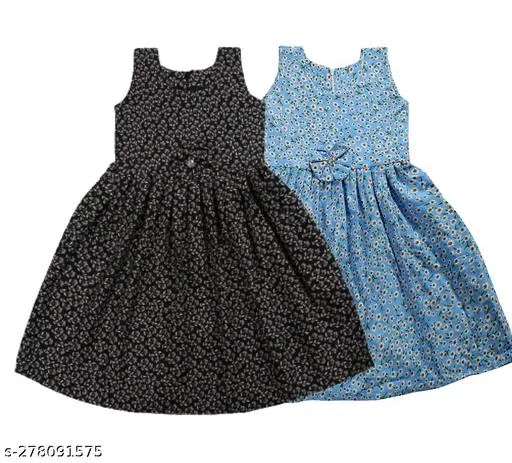 Frock Pack of 2 for Girls (Black, 1-2 Years)