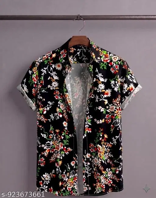 Casual Shirts for Men (Black, L)