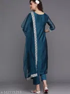 Viscose Embroidered Kurta with Pant & Dupatta for Women 