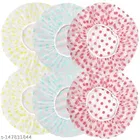 Plastic Waterproof Shower Caps (Multicolor, Pack of 6)