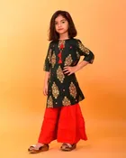 Rayon Printed Kurti with Sharara Set for Girls 
