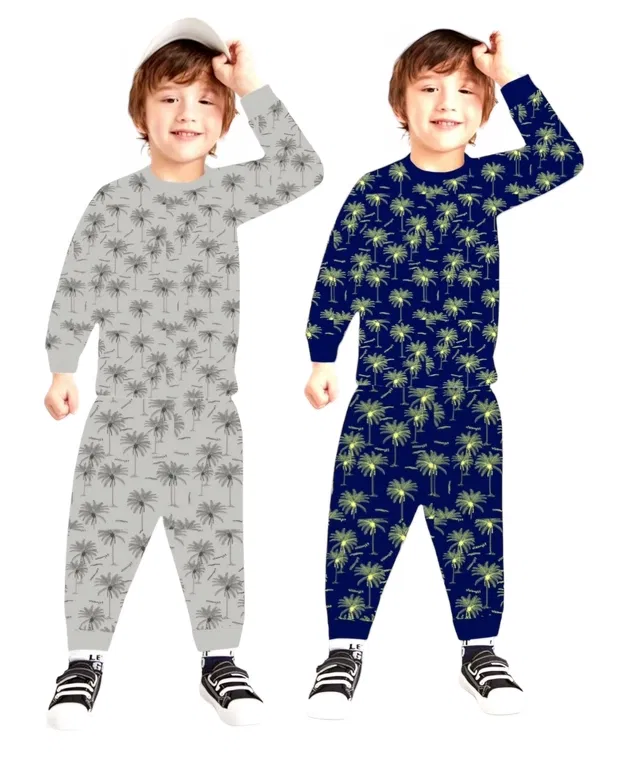 Cotton Printed Nightsuit for Kids (Multicolor, 3-4 Years) (Pack of 2)