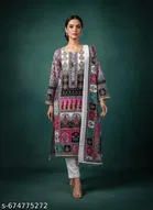 Embroidered Synthetic Crepe Punjabi/All Over Suits Semi-Stitched Suits 