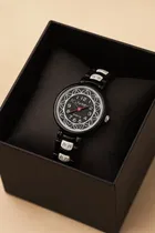 Round Dial Analog Watch for Women, Black