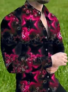 Lycra Printed Shirt For Men, Red 