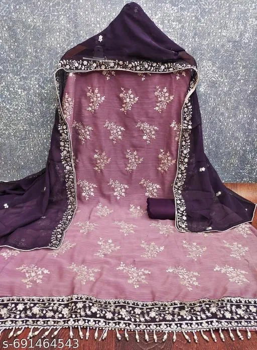 Embroidered Anarkali Suit for Women (Pink, Un Stitched)