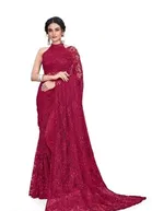 Net Solid Saree for Women 