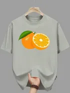 Polyester Printed Half Sleeves T-Shirts For Men, Grey 