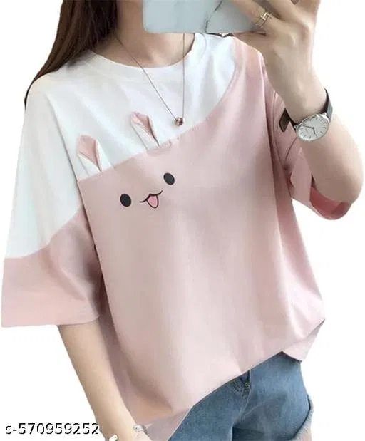 Polycotton T-shirt for Women, Pink (XL)