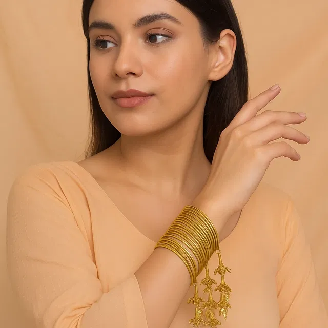 Mental Gold Plated Bangles for Women (Gold, 2.6) (20 Pcs)