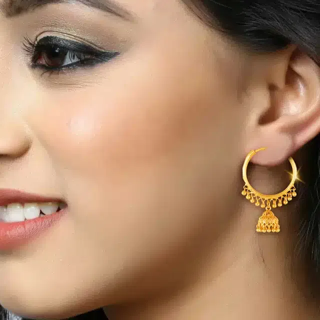 Oxidised Gold Plated Earrings for Women & Girls (Gold, Set of 1)
