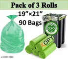 Biodegradable 30 Pcs Garbage Bags (Green, 19x21 inches) (Pack of 3)