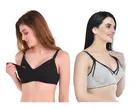 Cotton Blen Solid Non Padded Feeding Bras for Women (Multicolor, 32) (Pack of 2)