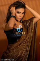 Lycra Saree for Women, Brown 