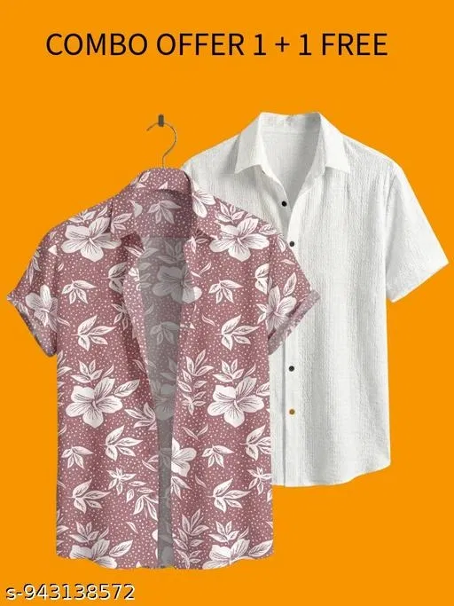 Casual Shirts for Men, Pack of 2 (Multicolor, XL)