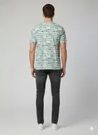 Cotton Blend Printed T-Shirt for Men, Blue 