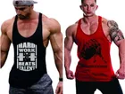 Cotton Blend Printed Gym Vest for Men (Black & Red, XL) (Pack of 2)