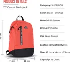 Gear Superior, 19L Backpack for Men & Women, Orange Black