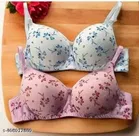 Cotton Printed Bra for Women & Girls, Multicolour, Pack of 2 