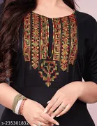 Ethnic Motif Rayon Kurti for Women 