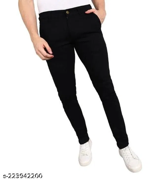 Denim Slim Fit Jeans for Men (Black, 34)