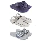 Combo of Sliders with Clogs & Slipper for Men (Multicolor, 6) (Set of 3)