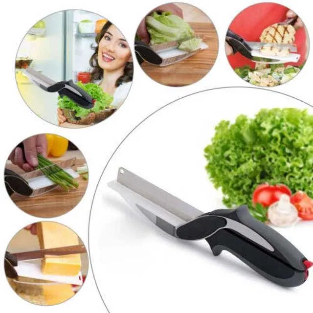 Pallavi Trading Clever Cutter Premium Quality Stainless Steel 2-in-1 Vegetable and Fruit Chopper, Multicolour, KK-04