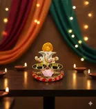 Metal Decoretive Pooja Thali, Multicolour Pack of 1