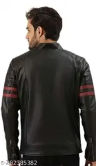 Synthetic Leather Full Sleeves Solid Jacket for Men 